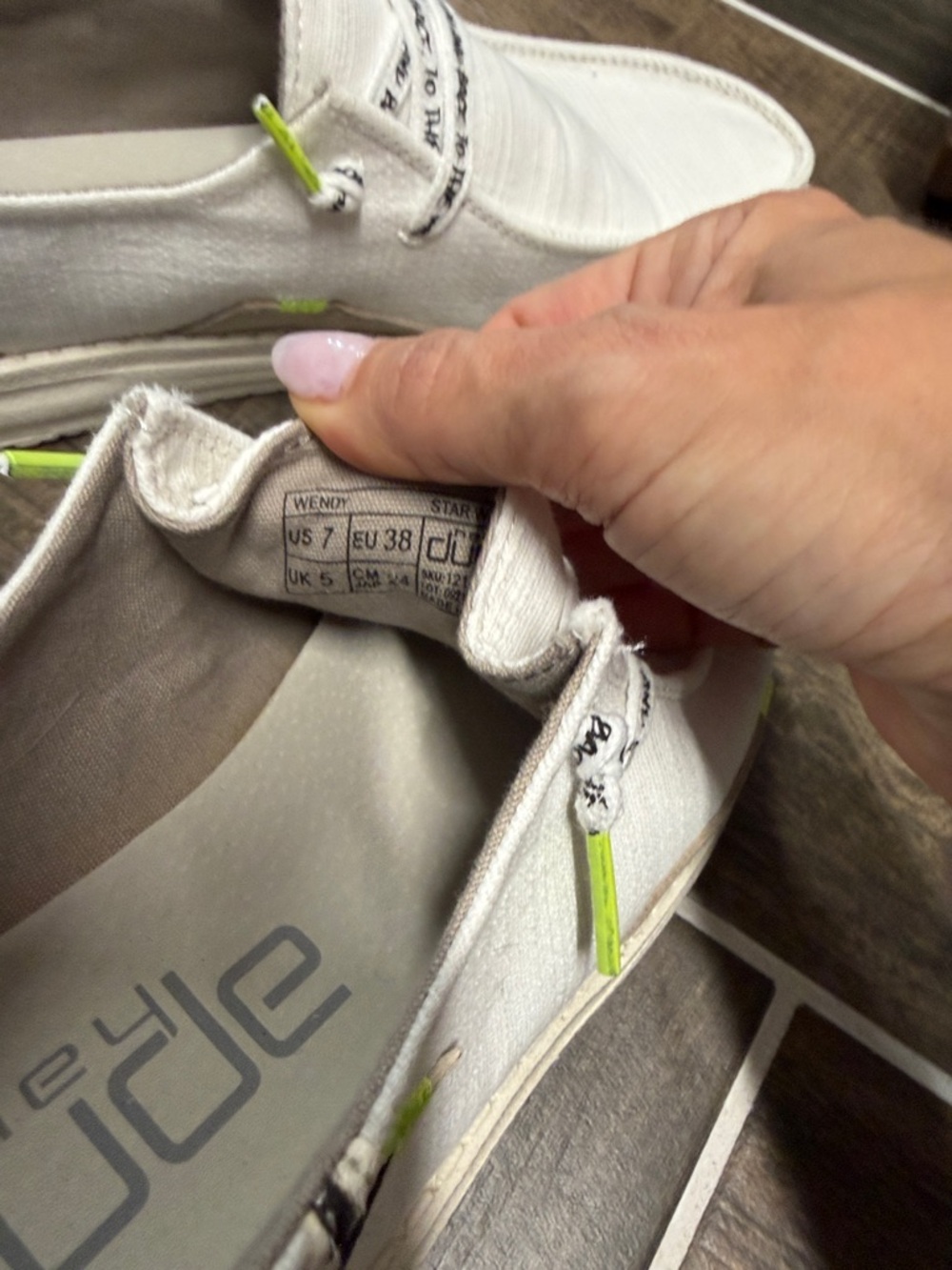 Hey Dude Wendy Star White Slip-On Sneakers in Off-White with Green Accent - Picture 4 of 9
